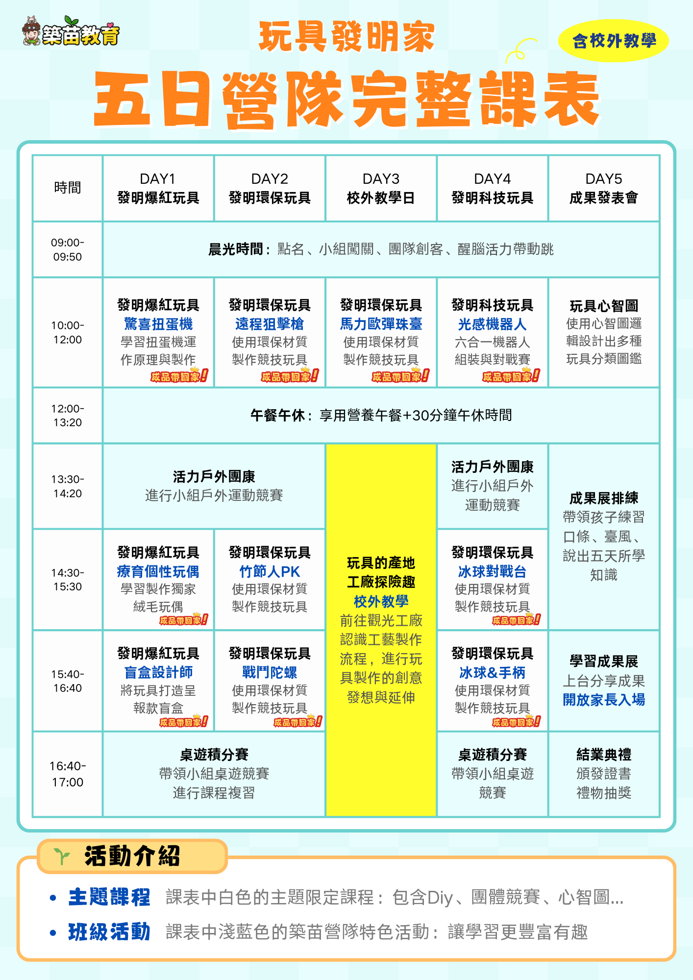 玩具發明家五日課表